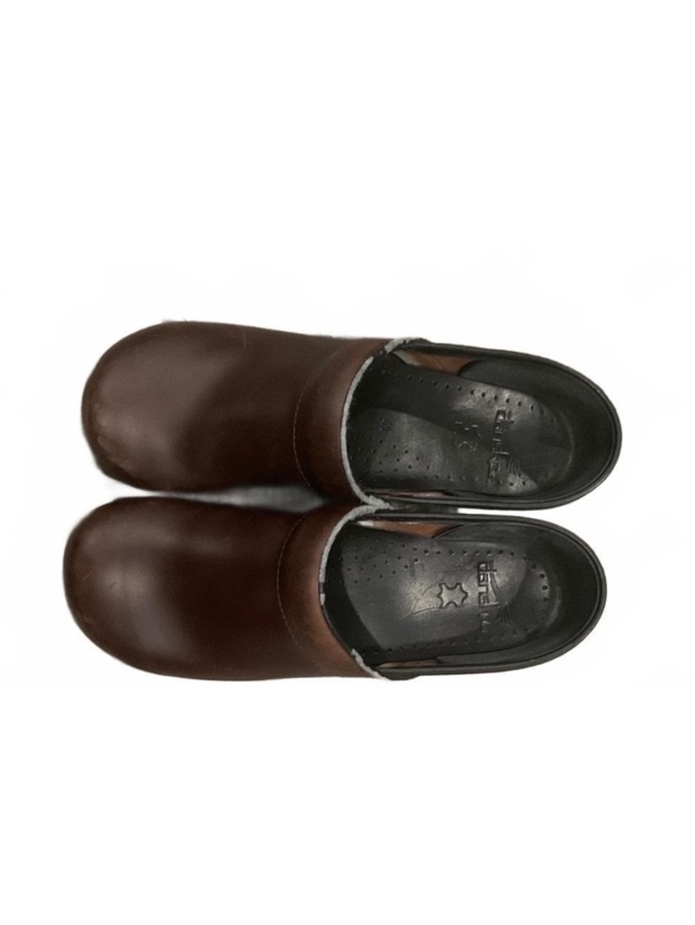 Hanskin Brown Leather Slip-On Clogs Size 41